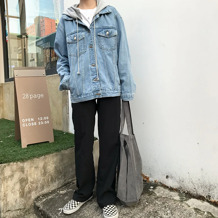 Colorfaith New 2020 Autumn Winter Women Denim Jacket Outerwear Hooded High Street Fashionable Korean Style Jeans Tops JK8303