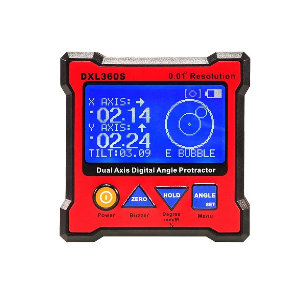 DXL360S Dual-axis Digital Display Level Gauge Angle Protractor Electronic Inclinometer Angle Meter Mini Level Magnetic Base
DXL360S Dual-axis Digital Display Level Gauge Angle Protractor Electronic Inclinometer Angle Meter Mini Level Magnetic Base