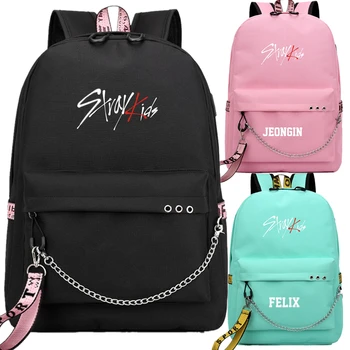 Kopo Stray Kids Felix USB Backpack School Book Black Pink Bag Mochila Travel Bags Laptop Chain Backpack W/ Headphone USB Port
Kopo Stray Kids Felix USB Backpack School Book Black Pink Bag Mochila Travel Bags Laptop Chain Backpack W/ Headphone USB Port