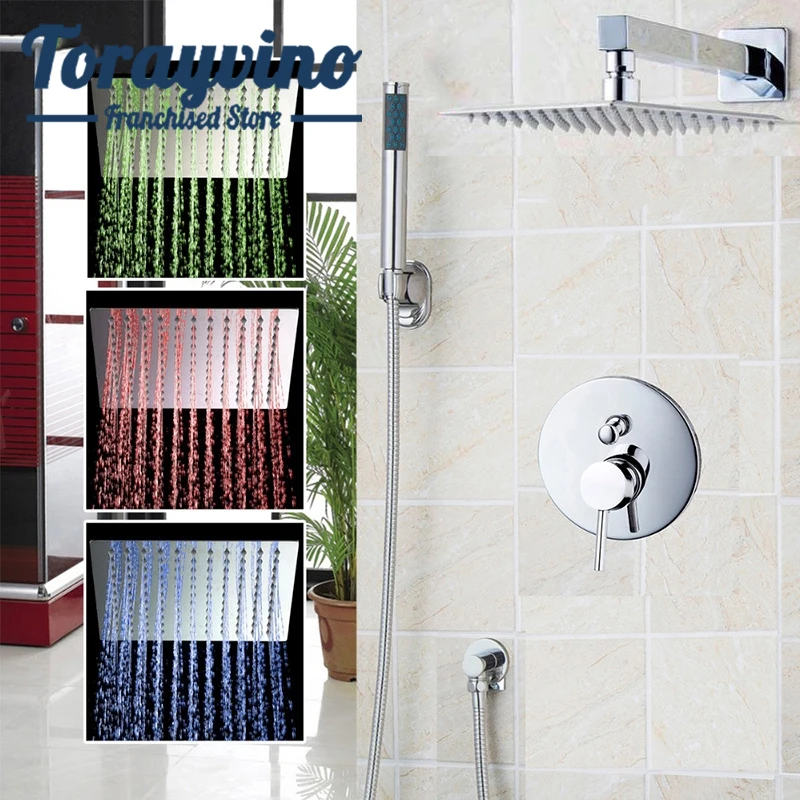 

Bathroom New 8" 12" 16" Rain Shower Combo Set Mixer Rainfall Shower Head System Bath & Shower Faucet With Hand Spray