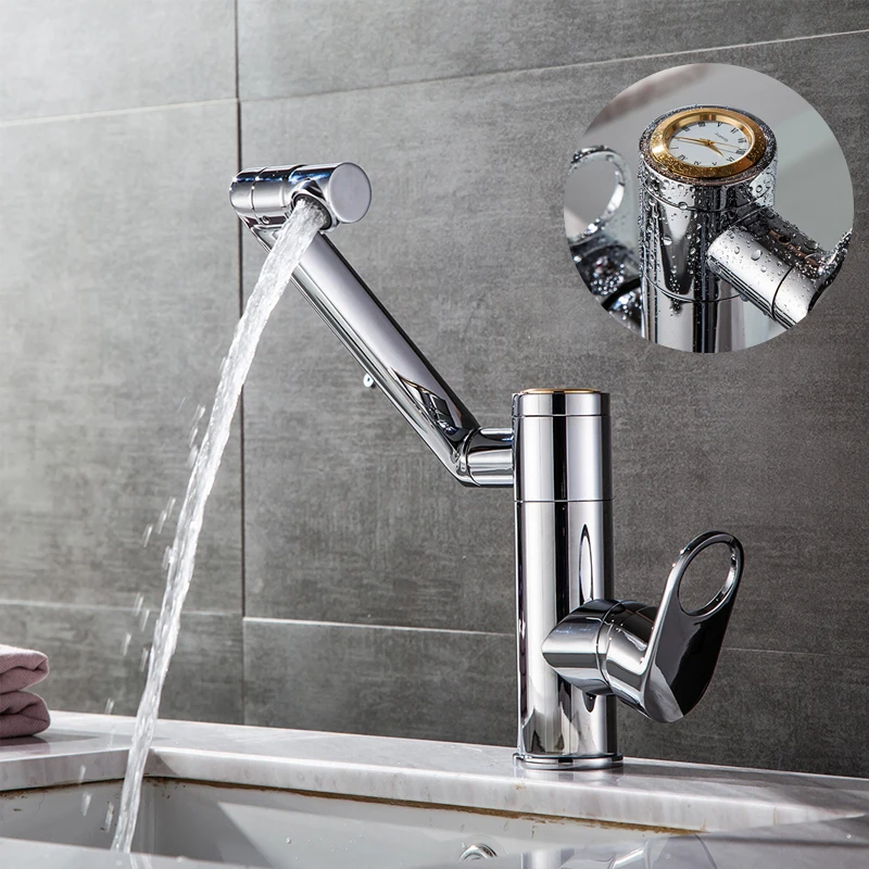 Copper 360 Degree Rotating Faucet with Watch Hot and Cold Basin Mixing Faucet Deck Mounted Single Hole Bath Tap Sink Faucets
Copper 360 Degree Rotating Faucet with Watch Hot and Cold Basin Mixing Faucet Deck Mounted Single Hole Bath Tap Sink Faucets