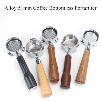 51mm Delonghi Krups Coffee Bottomless Portafilter Espresso Alloy Coffee Funnel Wooden Handle Filter Holder
51mm Delonghi Krups Coffee Bottomless Portafilter Espresso Alloy Coffee Funnel Wooden Handle Filter Holder