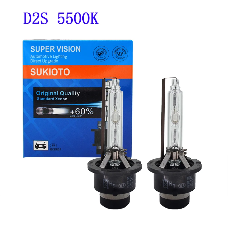SUKIOTO Original 12V 35W Car Xenon Headlight Bulb D2S 5500K Fast Bright D4S Xenon HID Lamps For D2S Replacement Ballast HID Kit (3)