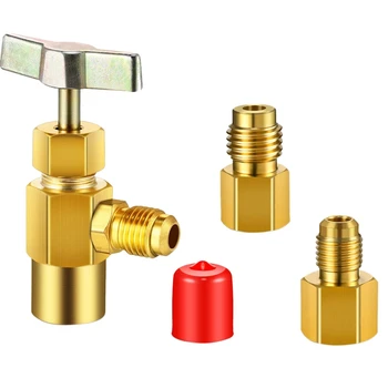 3 Pcs R134A Refrigerant Dispenser Thread Valve Bottle Opener with Tank Adapter for 1/4 Inch Flare Female and 1/2 Inch Male
3 Pcs R134A Refrigerant Dispenser Thread Valve Bottle Opener with Tank Adapter for 1/4 Inch Flare Female and 1/2 Inch Male