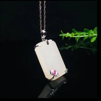 Noble 925 Sterling Silver HeTian White Jade Rectangle Inlay Zircon Lucky Pendant Necklace For Women Charm Jewelry
Noble 925 Sterling Silver HeTian White Jade Rectangle Inlay Zircon Lucky Pendant Necklace For Women Charm Jewelry