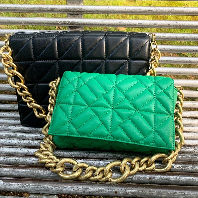 

Branded Women's Shoulder Bags 2023 Thick Chain Quilted Shoulder Purses And Handbag Women Clutch Bags Ladies Hand Bag
