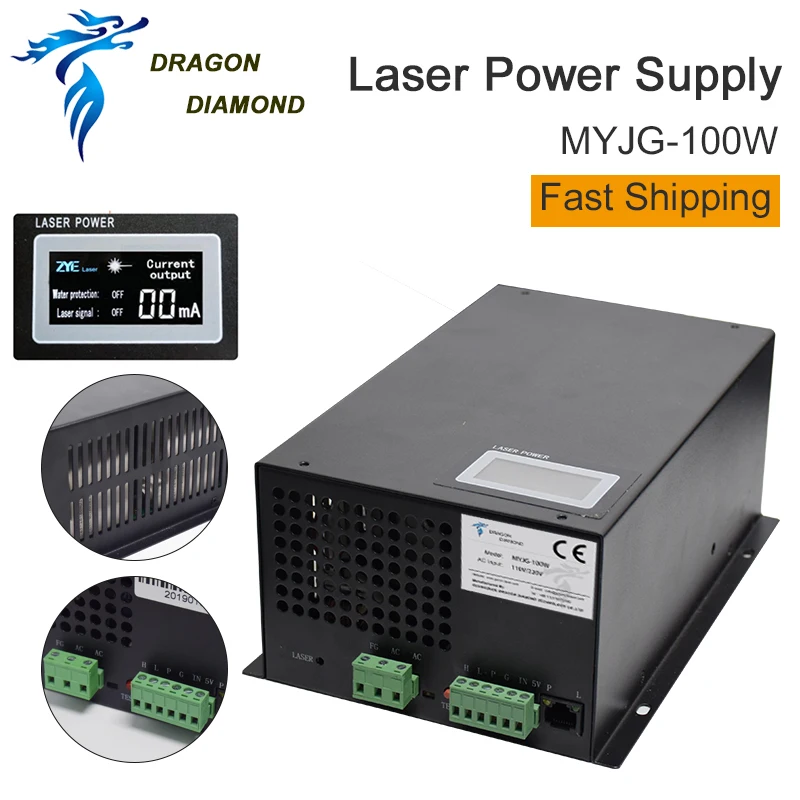 Dragon Diamond 100W Co2 Laser Power Supply 110/220V For 100W Co2 Laser Tube Cutting
Dragon Diamond 100W Co2 Laser Power Supply 110/220V For 100W Co2 Laser Tube Cutting