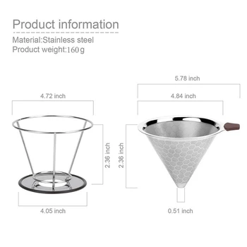 New Pour Over Coffee Filter,Stainless Steel Permanent Coffee Dripper, Paperless Reusable Coffee Filter Cone with Removable Cup S
New Pour Over Coffee Filter,Stainless Steel Permanent Coffee Dripper, Paperless Reusable Coffee Filter Cone with Removable Cup S