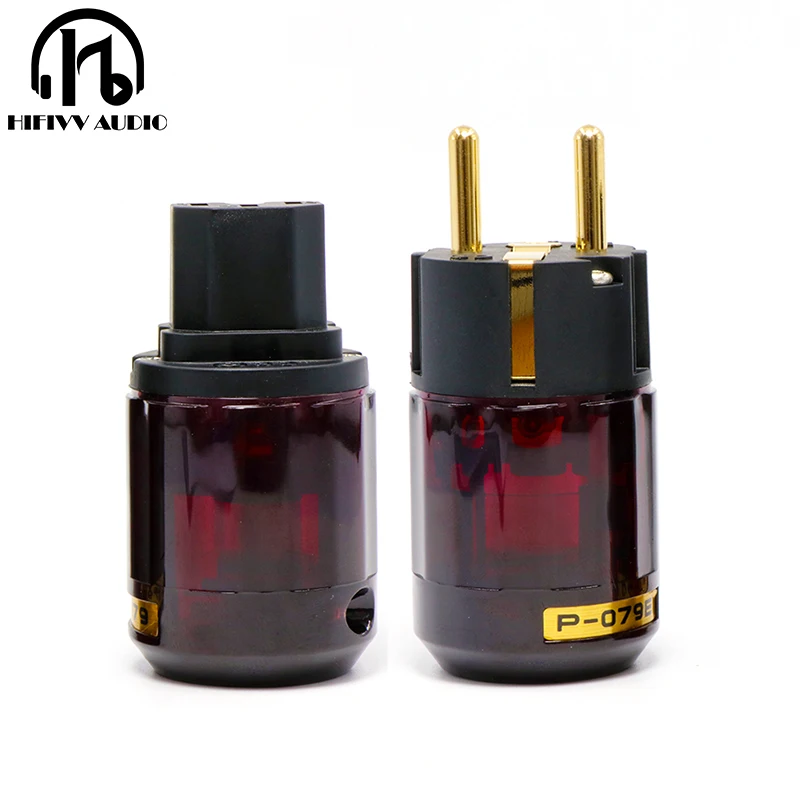 Hi End P079 C079 24k Gold Plated EU Power Plug AC power cord plugs of Audio amplifier cables IEC Connector Female-male | Электроника