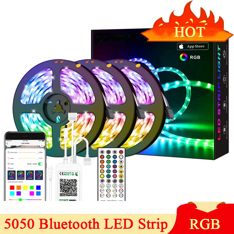 DC12V 5050 LED Bluetooth RGB Music Strip Set Waterproof IP65 30LEDs/m Colorful Flexible Light with APP Control
DC12V 5050 LED Bluetooth RGB Music Strip Set Waterproof IP65 30LEDs/m Colorful Flexible Light with APP Control