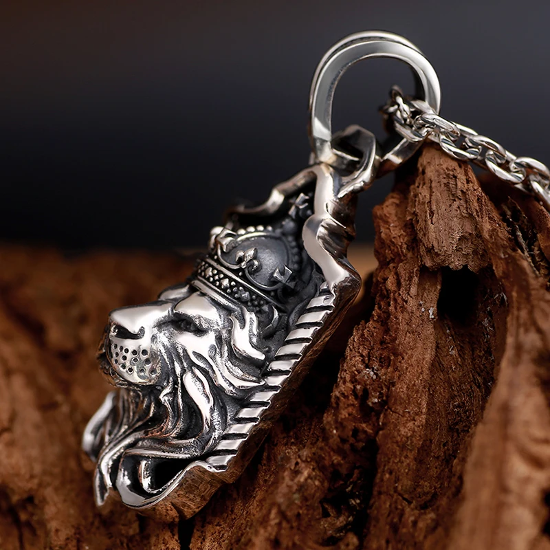 Cigovo925 silver retro Thai Silver Lion King Big pendant men's Silver Necklace sweater chain big Pendant 
Cigovo925 silver retro Thai Silver Lion King Big pendant men's Silver Necklace sweater chain big Pendant