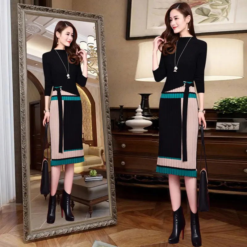 Women's Dress Sweater Dress Autumn and Winter Long Sleeves Mid-Length Base Skirt Waist Slimming Knitted Dress for Women
Women's Dress Sweater Dress Autumn and Winter Long Sleeves Mid-Length Base Skirt Waist Slimming Knitted Dress for Women
