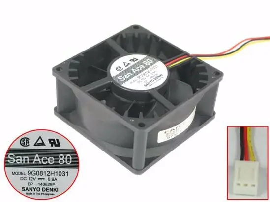 Sanyo Denki 9G0812H1031 DC 12V 0.9A 80x80x38 мм 3-проводной Вентилятор охлаждения сервера
Sanyo Denki 9G0812H1031 DC 12V 0.9A 80x80x38 мм 3-проводной Вентилятор охлаждения сервера