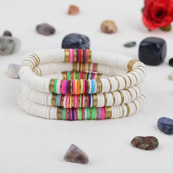 5Pcs White Rainbow Color Disc Heishi Vinyl Beads 8mm Gold Copper Sheets Elastic String Bracelet Boho Polymer Clay Women Jewelry
5Pcs White Rainbow Color Disc Heishi Vinyl Beads 8mm Gold Copper Sheets Elastic String Bracelet Boho Polymer Clay Women Jewelry