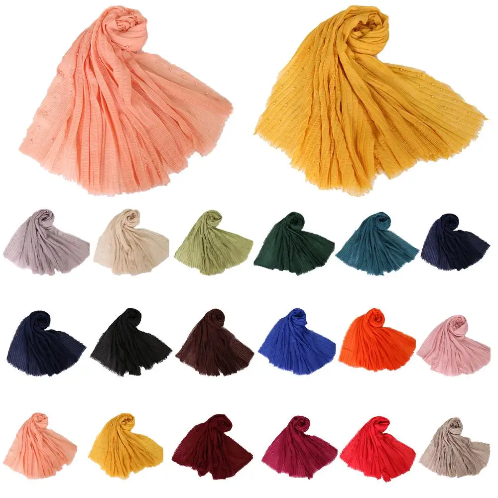 

200*90CM Muslim Women Hijab Long Scarf Large Crinkle Cloud Cotton Linen Shawl Wrap Soft Stole Pashmina Headscarf Islamic Turban