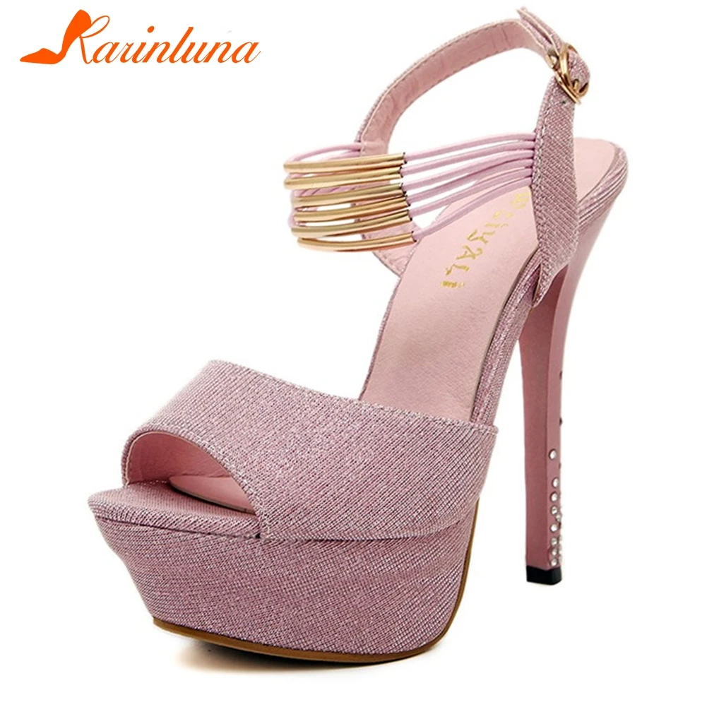 Karinluna Fashion New Hot Sequined Cloth Peep Toe Party Sandals Woman Shoes Platform Buckle Strap Thin High Heels Summer Shoes 
Karinluna Fashion New Hot Sequined Cloth Peep Toe Party Sandals Woman Shoes Platform Buckle Strap Thin High Heels Summer Shoes