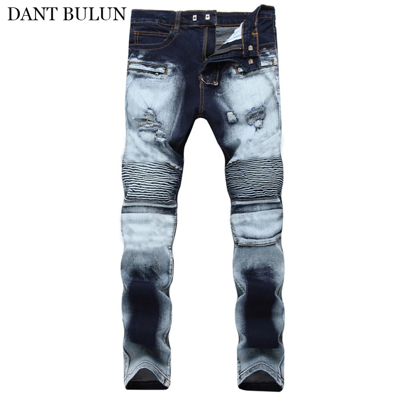 Mens Biker Jeans Pleated Distressed Denim Skinny Ripped Destroyed Pleated Stretchy Jean High Street Slim Pants Pencil Trousers
Mens Biker Jeans Pleated Distressed Denim Skinny Ripped Destroyed Pleated Stretchy Jean High Street Slim Pants Pencil Trousers