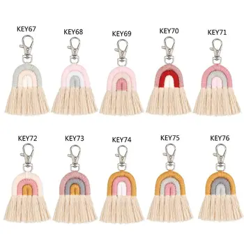 OOTDTY Weaving Rainbow Keychains Handmade Car Keychain Ladies Car Bag Charm Accessories Key Ring Mom Gift
OOTDTY Weaving Rainbow Keychains Handmade Car Keychain Ladies Car Bag Charm Accessories Key Ring Mom Gift