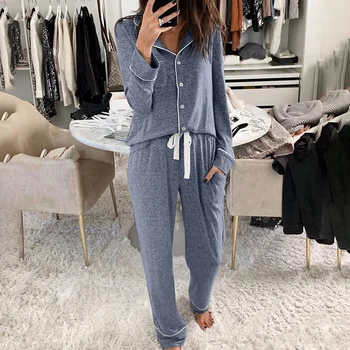 Two Piece Home Long Sleeve V Neck Button Down Soft Drawstring Closure Women Pajama Set Sleeping Loose Trousers Travel Loungewear
Two Piece Home Long Sleeve V Neck Button Down Soft Drawstring Closure Women Pajama Set Sleeping Loose Trousers Travel Loungewear