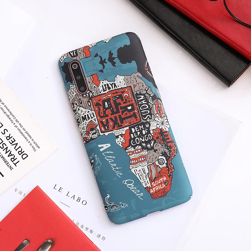 Разноцветный пластиковый твердый чехол с картой Африки для xiaomi MI 9 MI9SE MI8 SE PRO LITE MIX3