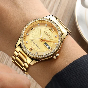 

OLEVS Luxury Business Men's Watch Car Date Men's Watch Bracelet Quartz Watch Cubic Zircon Dial Calendar Mans Watch