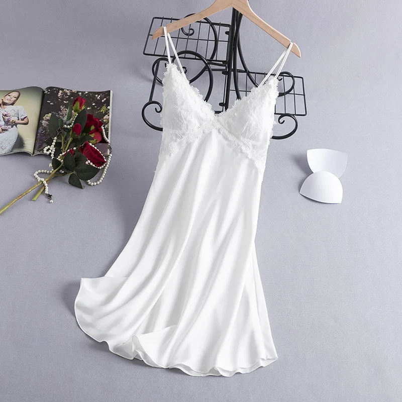 Sexy Spaghetti Strap Nightdress Women Sleepwear Nightgown With Lace Satin Silk Soft Home Clothes Sleep Dress Intimate Lingerie
Sexy Spaghetti Strap Nightdress Women Sleepwear Nightgown With Lace Satin Silk Soft Home Clothes Sleep Dress Intimate Lingerie