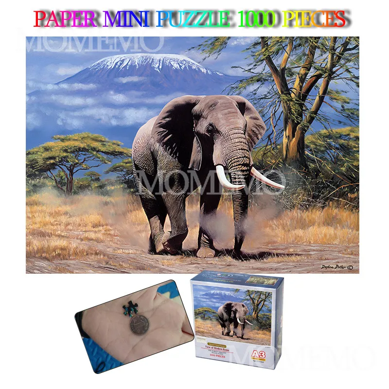 Фото Amboseli Elephant 1000 Pieces Jigsaw Puzzle Mini Paper Adults Animal Puzzles Toys Teens Kids Education Gifts | Игрушки и хобби