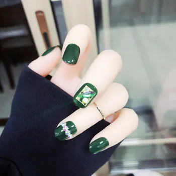 24pcs/box with 2g glue Green 3D Rhinestones fake nails with design Short Size round head Full cover acrylic Nail Tips press on
24pcs/box with 2g glue Green 3D Rhinestones fake nails with design Short Size round head Full cover acrylic Nail Tips press on