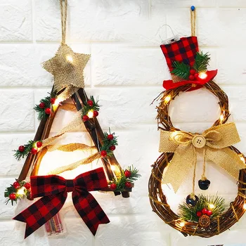 Christmas Wreath Garland With LED Light String Light Artificial Rattan Garlands Snowman Shape Wreaths Decorations For Home Door
Christmas Wreath Garland With LED Light String Light Artificial Rattan Garlands Snowman Shape Wreaths Decorations For Home Door
