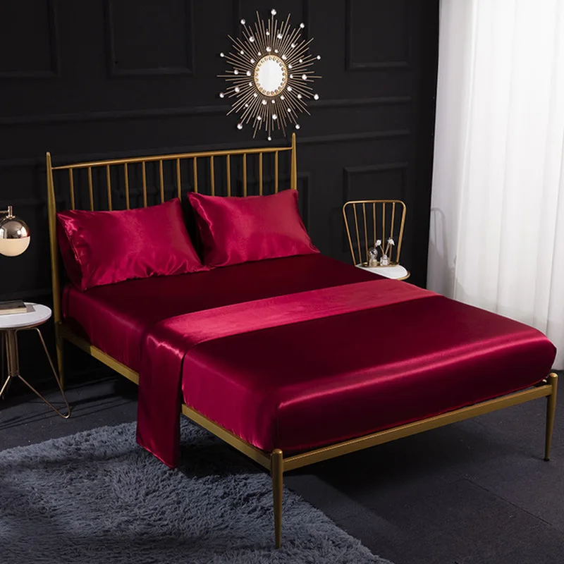 Silk Satin Bed Sets Mattress Protector Cover Bedding Sheet Cloth Pillowcase Imitation Queen Size Set Luxury Cover Air-Permeable
Silk Satin Bed Sets Mattress Protector Cover Bedding Sheet Cloth Pillowcase Imitation Queen Size Set Luxury Cover Air-Permeable