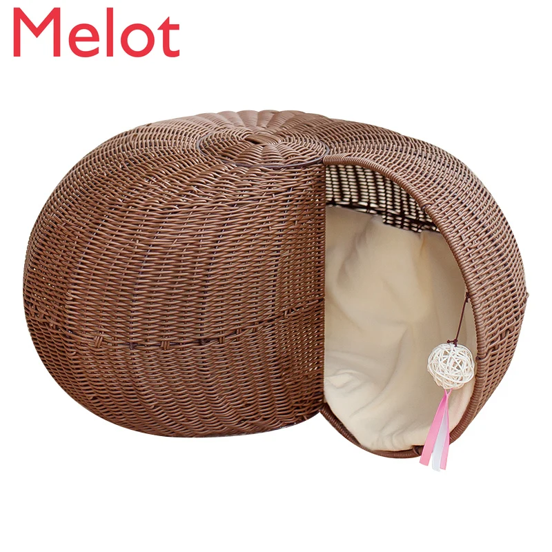 Cat Nest Rattan Woven Four Seasons Universal Winter Cat Supplies Semi-Closed Personality Snail-Shaped Pet Bed Villa Cat House
Cat Nest Rattan Woven Four Seasons Universal Winter Cat Supplies Semi-Closed Personality Snail-Shaped Pet Bed Villa Cat House