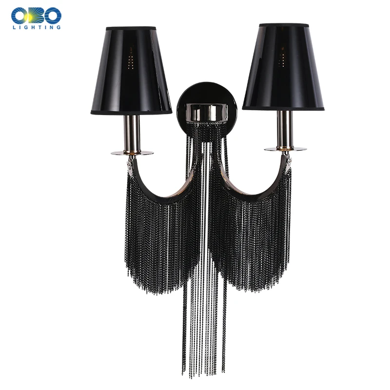 Modern Wall Lamp Luxury Handmade Plating Aluminum Chian Bedroom/Parlor/Hotel E14*2 Silver/Black Lampshade Nordic Wall Light
Modern Wall Lamp Luxury Handmade Plating Aluminum Chian Bedroom/Parlor/Hotel E14*2 Silver/Black Lampshade Nordic Wall Light