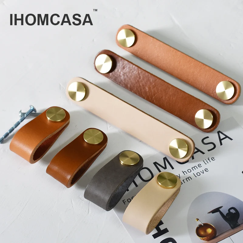 IHOMCASA nordic style wardrobe drawer door pull genuine leather handle kitchen cabinet handles furniture cowhide knob hardware
IHOMCASA nordic style wardrobe drawer door pull genuine leather handle kitchen cabinet handles furniture cowhide knob hardware