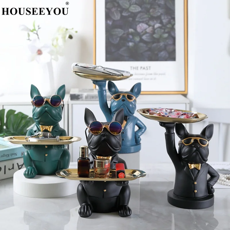 Home Room Decor Figurine Cool Bulldog Sculpture Table Decoration Modern Multifunction Desk Storage Statue Decorative Coin Bank | Дом и сад