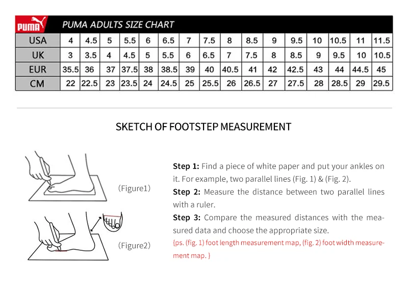 Puma Size Chart Uk