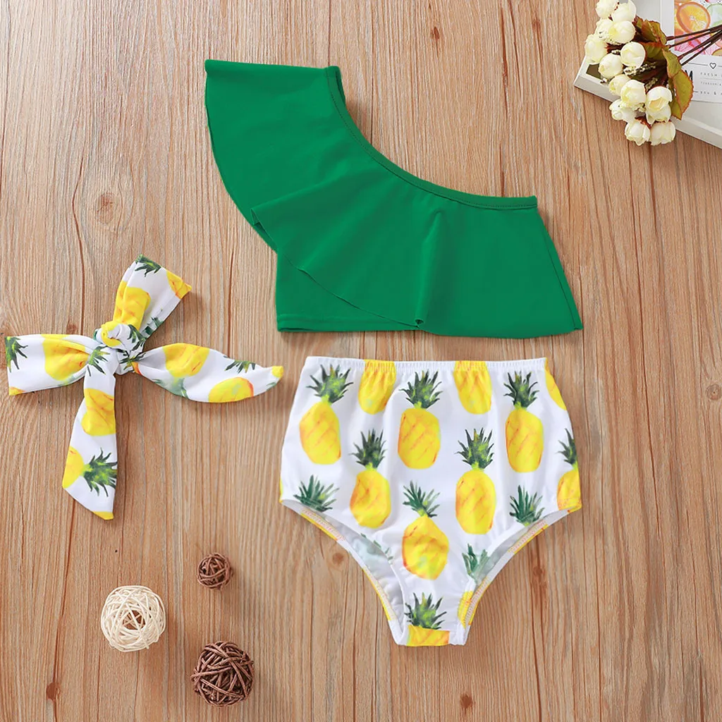 Toddler girl swimsuit Bikini Outfits frill off-shoulder top Pineapple Print Summer Ruffle Swimwear headband swim Swimsuit L1209
Toddler girl swimsuit Bikini Outfits frill off-shoulder top Pineapple Print Summer Ruffle Swimwear headband swim Swimsuit L1209
