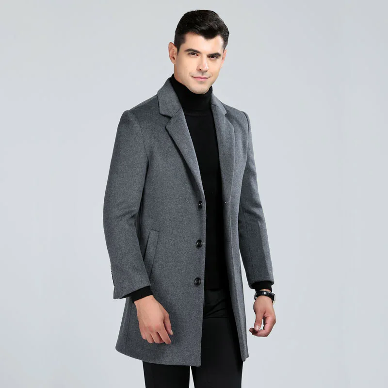 2019 M-3XL large size wool coat men long style business woolen trench coats male turn down collar single breasted slim overcoat
2019 M-3XL large size wool coat men long style business woolen trench coats male turn down collar single breasted slim overcoat