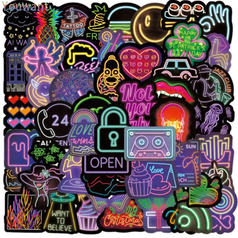 50Pcs Cool Cartoon Neon lights Graffiti Stickers Funny VSCO Girls Waterproof Skateboard Laptop Luggage Guitar Sticker Kid Toy
50Pcs Cool Cartoon Neon lights Graffiti Stickers Funny VSCO Girls Waterproof Skateboard Laptop Luggage Guitar Sticker Kid Toy