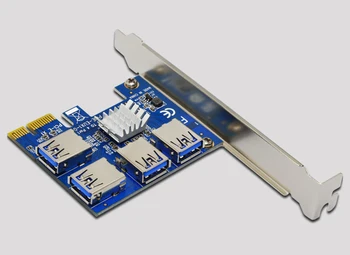 PCI Express Riser Card 1 to 4 PCIe 16X Riser Card USB 3.0 PCI-E Adapter Port Multiplier Converter for BTC Bitcoin Miner Mining
PCI Express Riser Card 1 to 4 PCIe 16X Riser Card USB 3.0 PCI-E Adapter Port Multiplier Converter for BTC Bitcoin Miner Mining