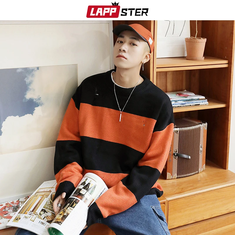 Men Korean Striped Sweater 2019 Fall Mens Pullover Streetwear Hip Hop Hole Sweaters Couple Orange Oversized Sweaters
Men Korean Striped Sweater 2019 Fall Mens Pullover Streetwear Hip Hop Hole Sweaters Couple Orange Oversized Sweaters