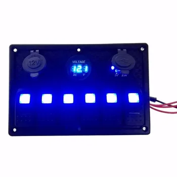 18cmx12cmx8cm Rocker Switch Parts Accessories Boat 6 Gang 12V/24V Blue LED Dual USB
18cmx12cmx8cm Rocker Switch Parts Accessories Boat 6 Gang 12V/24V Blue LED Dual USB