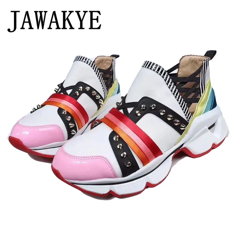 Cross Elastic Band Spike Sneakers Heavy Metal Punk Shoes Ladies Leisure Shoes Chunky Sole Height Increasing Loafers Shoes Women
Cross Elastic Band Spike Sneakers Heavy Metal Punk Shoes Ladies Leisure Shoes Chunky Sole Height Increasing Loafers Shoes Women