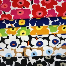 Moda nórdico grande flor impressão artesanal retalhos algodão lona tecido costura saco travesseiro diy toalha de mesa cortina sofá 91cm * 145cm(China)