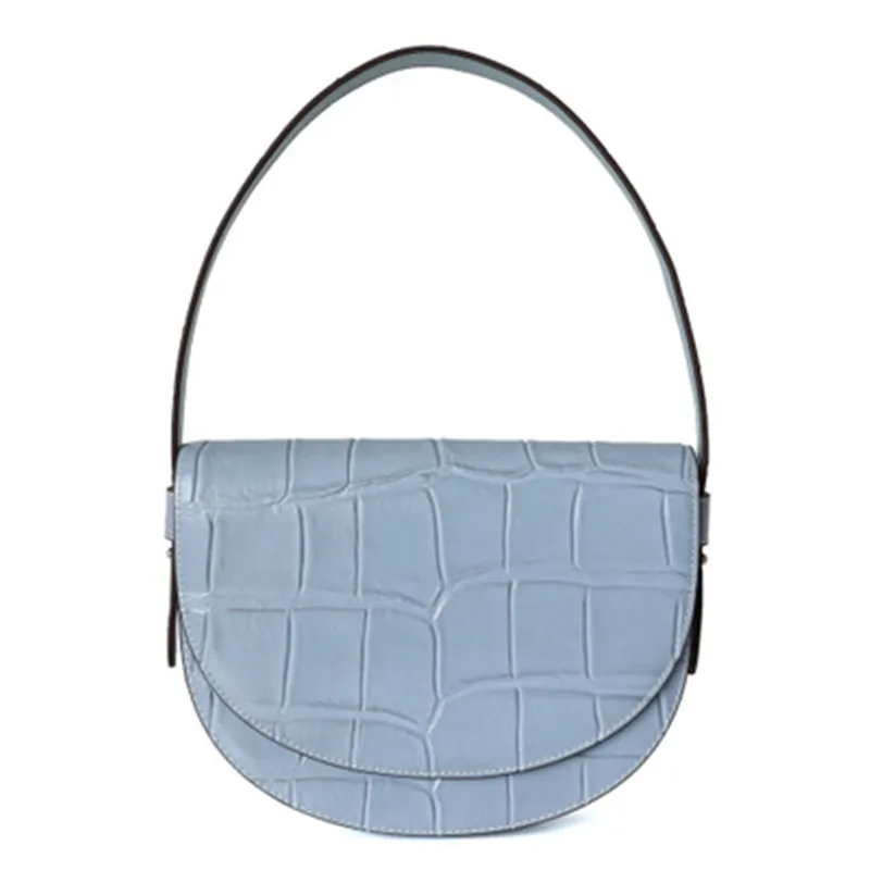 Coated Cowhide Leather Bag Solid Color Saddle Bag One Shoulder Underarm Handbag Crocodile 2020 New Pattern Semicircle Bag 
Coated Cowhide Leather Bag Solid Color Saddle Bag One Shoulder Underarm Handbag Crocodile 2020 New Pattern Semicircle Bag