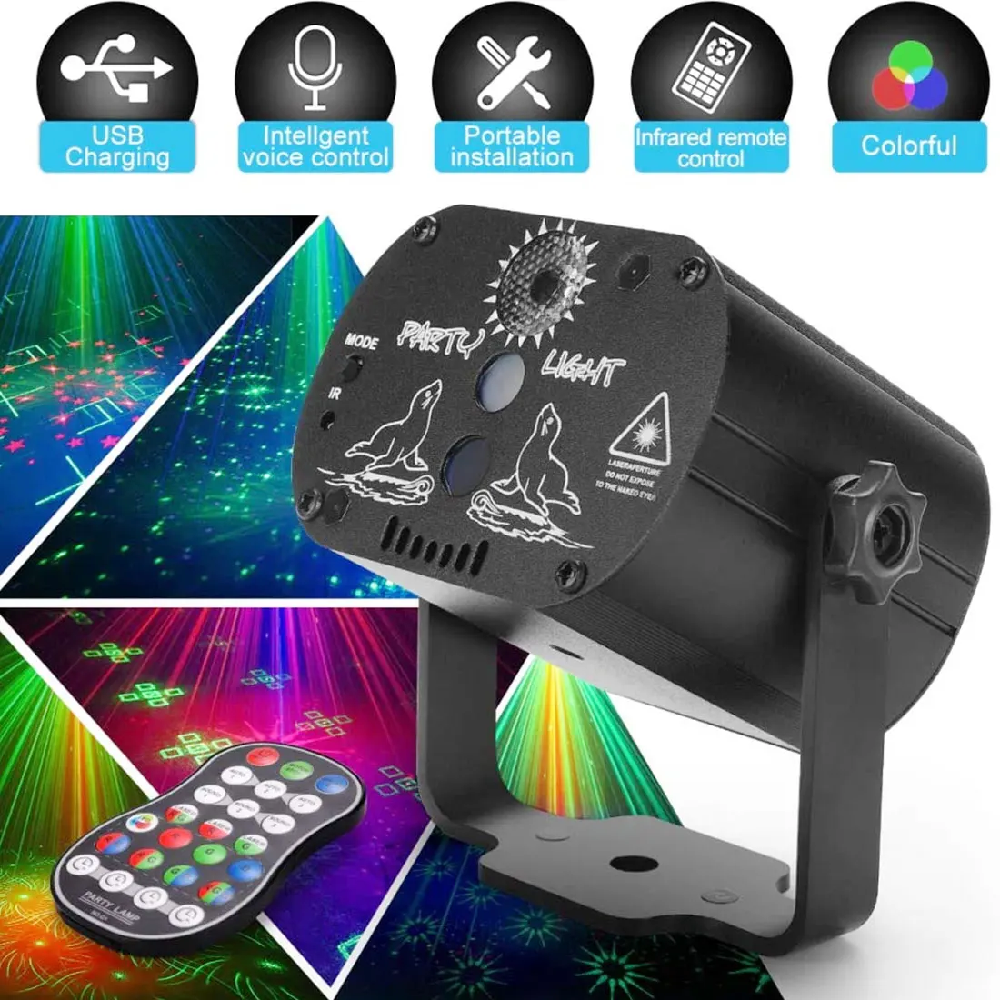 60 Patterns Laser Projection Lamp RGB LED Disco Light 5V USB Recharge Flash Strobe Lamp For Xmas Wedding Party KTV Stage Effect
60 Patterns Laser Projection Lamp RGB LED Disco Light 5V USB Recharge Flash Strobe Lamp For Xmas Wedding Party KTV Stage Effect