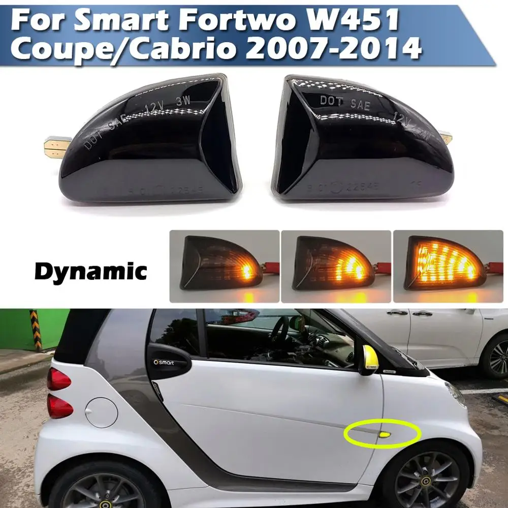 2PCS Smoked lens Amber LED Dynamic side Marker light turn signal lights for Smart Fortwo 451 MK1 & MKII 2007-2015
2PCS Smoked lens Amber LED Dynamic side Marker light turn signal lights for Smart Fortwo 451 MK1 & MKII 2007-2015