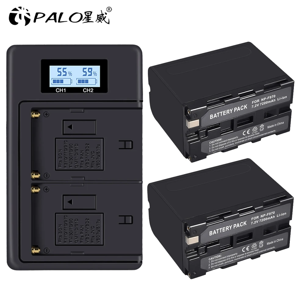 

7.2V 7200mAh NP-F960 NP-F970 NP F960 F970 F950 Battery+LCD Charger for Sony PLM-100 CCD-TRV35 MVC-FD91 MC1500C L10