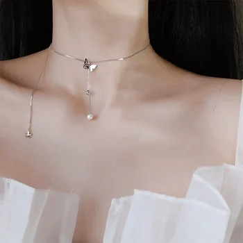 Real 925 sterling silver butterfly choker necklace women colar,adjustable simulated pearl tassel chockers necklaces jewelry 2020
Real 925 sterling silver butterfly choker necklace women colar,adjustable simulated pearl tassel chockers necklaces jewelry 2020
