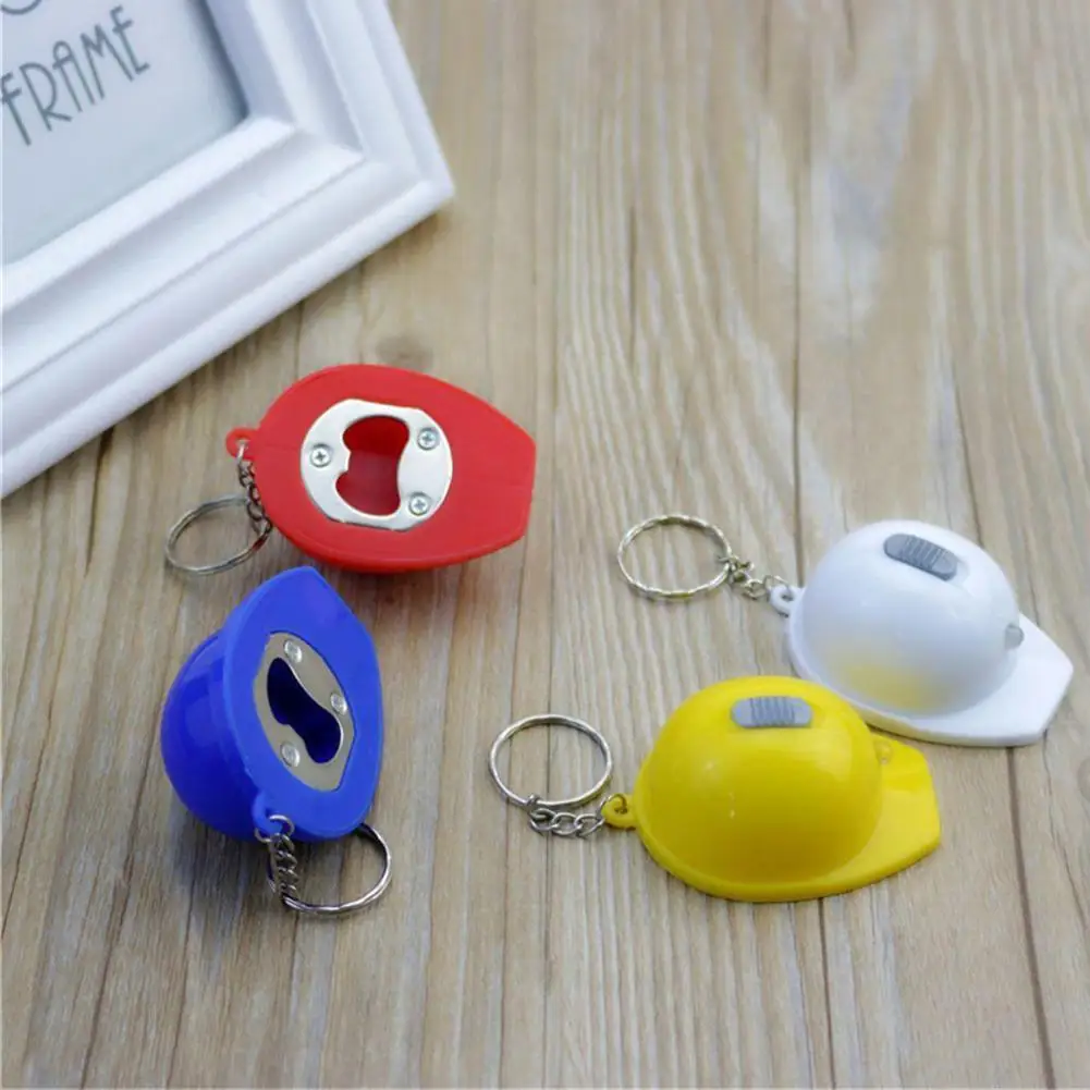 1pc Mini LED Helmet Shape Beer Bottle Opener Tool Gadgets Accessories Cool Ring Keychain Corkscrew 4 Colors