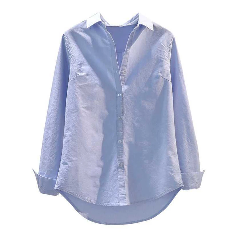 Women Blouses Casual Lady Oxford Oversize Turn-Down Collar Tops White Blue Long Sleeve 2022 Spring Fashion Shirts
Women Blouses Casual Lady Oxford Oversize Turn-Down Collar Tops White Blue Long Sleeve 2022 Spring Fashion Shirts